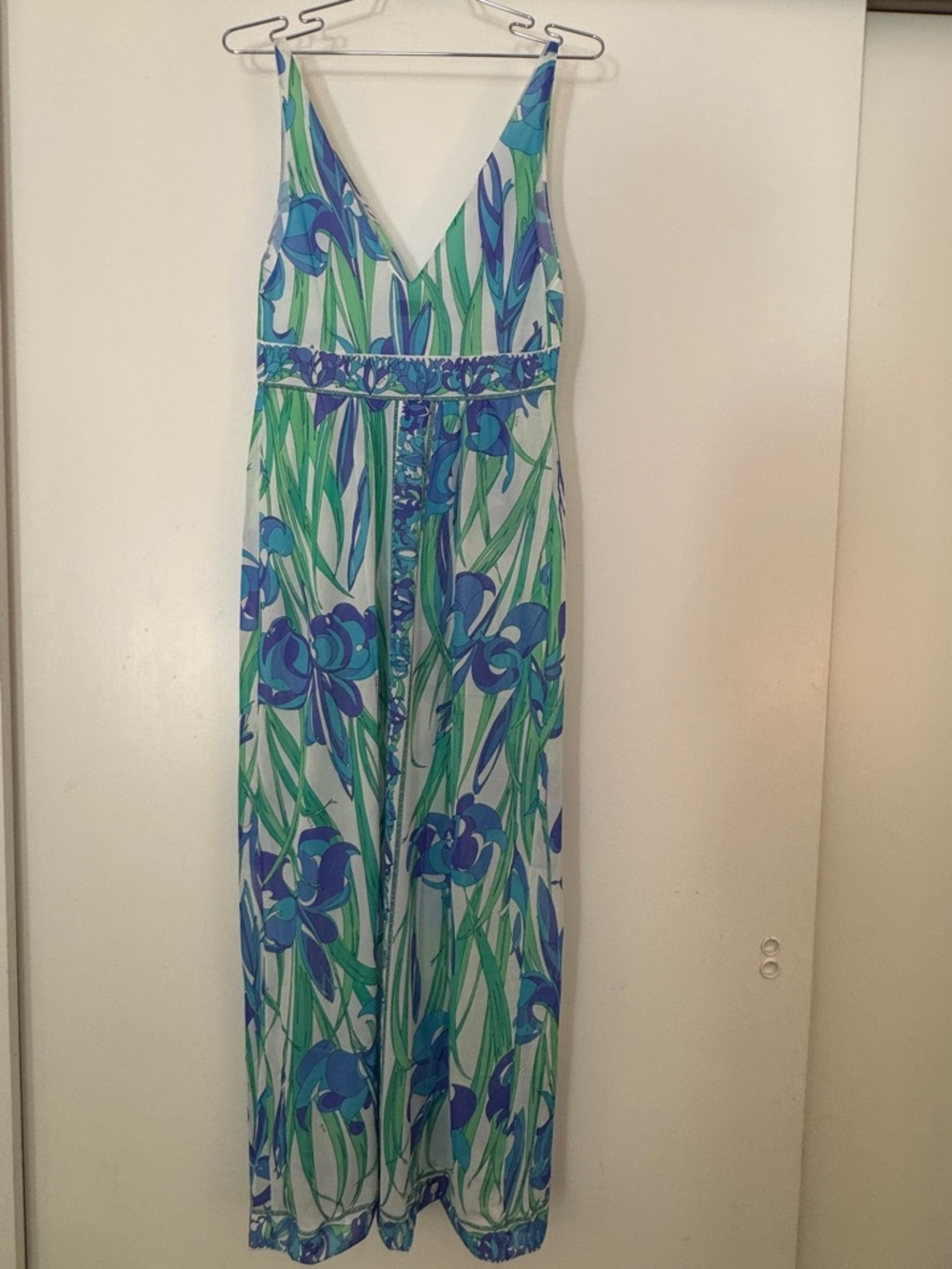 Vintage Emilio Pucci // Formfit Rogers Maxi Slip / Dress 70s Blue Green Floral S - Picture 3 of 8